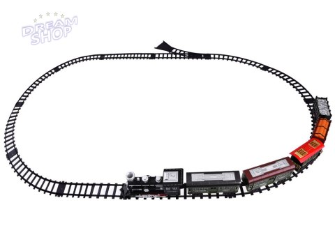 Kolejka z torami Lokomotywa z wagonami para wodna + światło RC0629 Kolejka z torami Lokomotywa z wagonami para wodna + światło RC0629