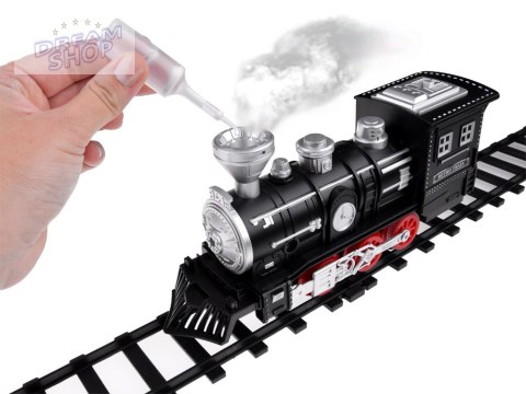 Kolejka z torami Lokomotywa z wagonami para wodna + światło RC0629 Kolejka z torami Lokomotywa z wagonami para wodna + światło RC0629