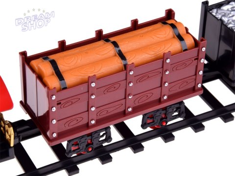 Kolejka z torami Lokomotywa z wagonami para wodna + światło RC0629 Kolejka z torami Lokomotywa z wagonami para wodna + światło RC0629