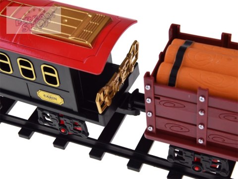 Kolejka z torami Lokomotywa z wagonami para wodna + światło RC0629 Kolejka z torami Lokomotywa z wagonami para wodna + światło RC0629