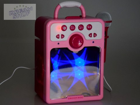 Muzyczny głośnik różowy Boombox dla dzieci z mikrofonem IN0166
