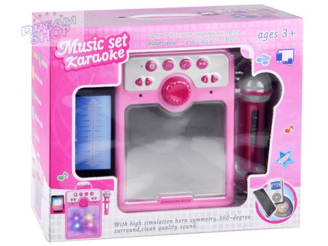 Muzyczny głośnik różowy Boombox dla dzieci z mikrofonem IN0166