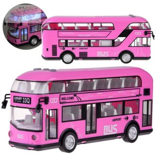 Różowy Autobus piętrowy otwierane drzwi dźwiek ZA4748