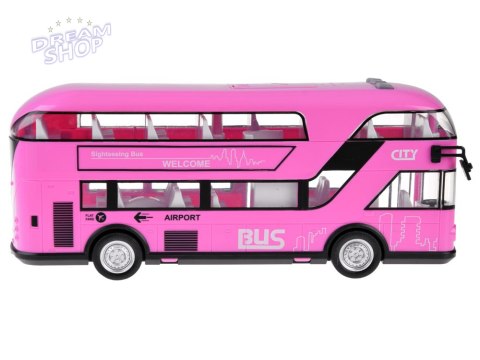 Różowy Autobus piętrowy otwierane drzwi dźwiek ZA4748 Różowy Autobus piętrowy otwierane drzwi dźwiek ZA4748