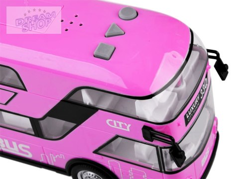 Różowy Autobus piętrowy otwierane drzwi dźwiek ZA4748 Różowy Autobus piętrowy otwierane drzwi dźwiek ZA4748