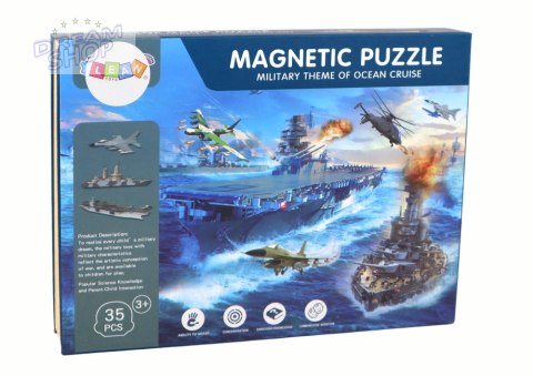 Zestaw Edukacyjnych Puzzli Magnetycznych Z Motywem Statków Militarnych
