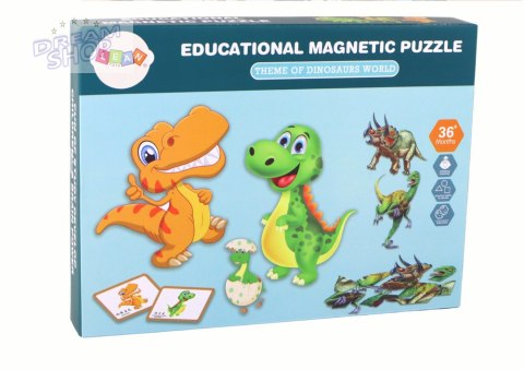 Zestaw Edukacyjnych Puzzli Magnetycznych z Dinozaurami