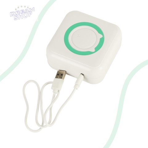Drukarka mini termiczna do zdjęć etykiet + kabel USB kwadratowa niebieska Drukarka mini termiczna do zdjęć etykiet + kabel USB kwadratowa niebieska