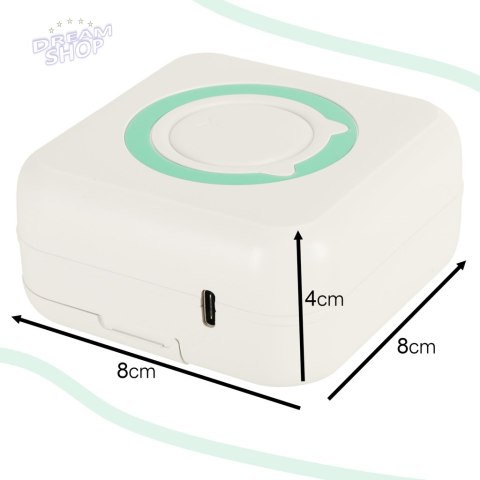 Drukarka mini termiczna do zdjęć etykiet + kabel USB kwadratowa niebieska Drukarka mini termiczna do zdjęć etykiet + kabel USB kwadratowa niebieska