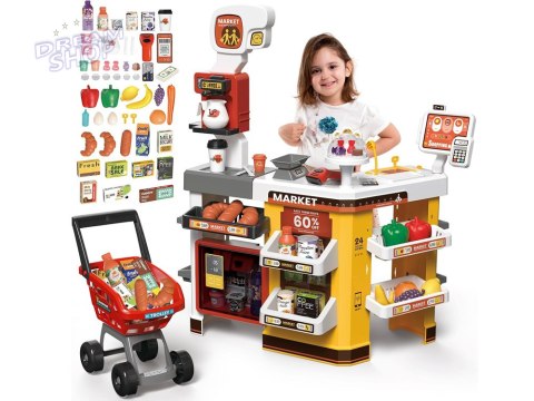 Duży sklep supermarket cukiernia kawiarenka + wózek akcesoria ZA4638 Duży sklep supermarket cukiernia kawiarenka + wózek akcesoria ZA4638