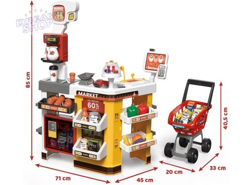 Duży sklep supermarket cukiernia kawiarenka + wózek akcesoria ZA4638 Duży sklep supermarket cukiernia kawiarenka + wózek akcesoria ZA4638