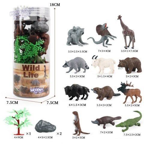 WOOPIE Zestaw Figurki Dzikie Zwierzęta 15 szt. WOOPIE Zestaw Figurki Dzikie Zwierzęta 15 szt.