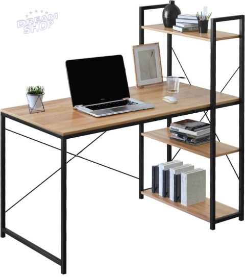 Biurko loftowe z półkami z nadstawką TROSA MODERN OAK