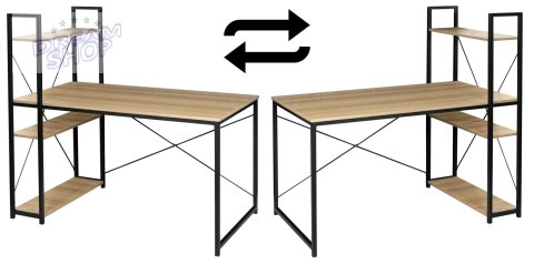 Biurko loftowe z półkami z nadstawką TROSA MODERN OAK