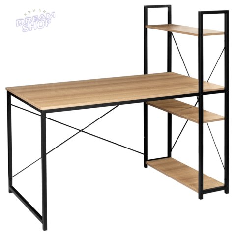 Biurko loftowe z półkami z nadstawką TROSA MODERN OAK