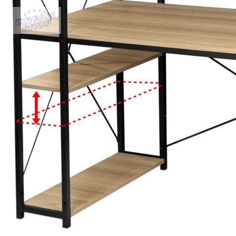 Biurko loftowe z półkami z nadstawką TROSA MODERN OAK