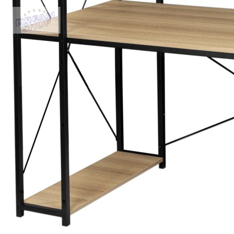 Biurko loftowe z półkami z nadstawką TROSA MODERN OAK