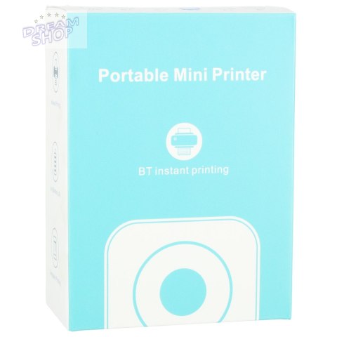 Drukarka mini termiczna do zdjęć etykiet + kabel USB kwadratowa niebieska Drukarka mini termiczna do zdjęć etykiet + kabel USB kwadratowa niebieska
