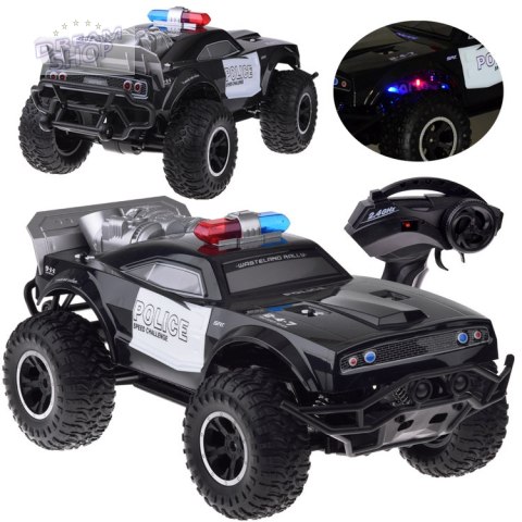 Duże auto sterowane monster truck POLICJA na pilota oświetlenie RC0626 Duże auto sterowane monster truck POLICJA na pilota oświetlenie RC0626