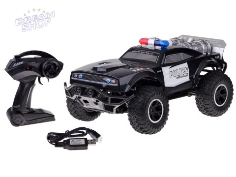 Duże auto sterowane monster truck POLICJA na pilota oświetlenie RC0626 Duże auto sterowane monster truck POLICJA na pilota oświetlenie RC0626