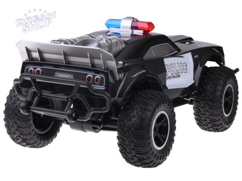 Duże auto sterowane monster truck POLICJA na pilota oświetlenie RC0626 Duże auto sterowane monster truck POLICJA na pilota oświetlenie RC0626