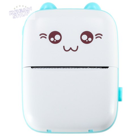 Drukarka mini termiczna do zdjęć etykiet + kabel USB kot niebieski