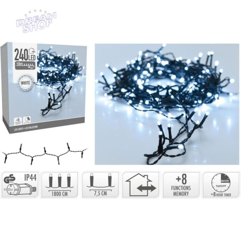 LAMPKI CHOINKOWE ŁAŃCUCH ŚWIETLNY 240 LED TIMER ZIMNY BIAŁY LAMPKI CHOINKOWE ŁAŃCUCH ŚWIETLNY 240 LED TIMER ZIMNY BIAŁY