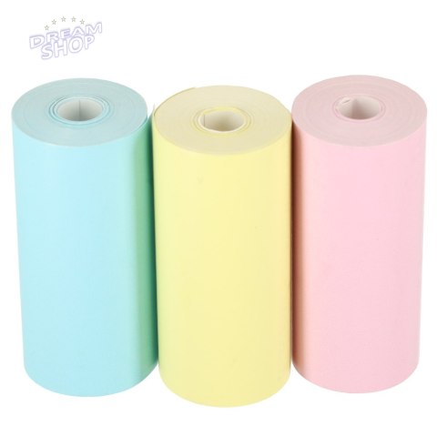 Rolki papier wkład termiczny do mini drukarki 5,7cmx3m 3 sztuki kolorowe