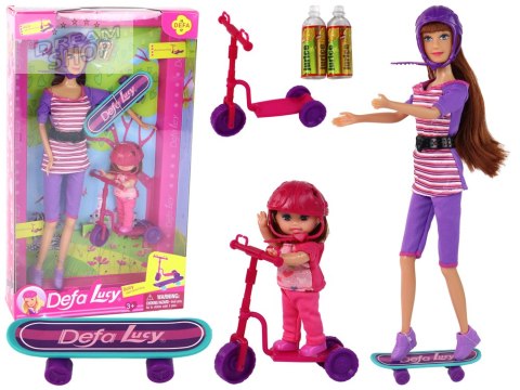 Zestaw Lalek Lucy Purpurowy Hulajnoga Deskorolka Kaski Zestaw Lalek Lucy Purpurowy Hulajnoga Deskorolka Kaski