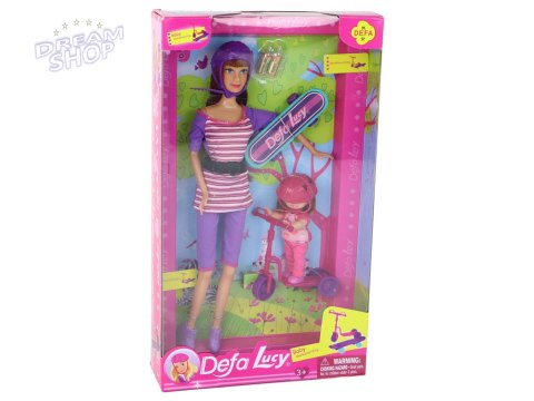 Zestaw Lalek Lucy Purpurowy Hulajnoga Deskorolka Kaski Zestaw Lalek Lucy Purpurowy Hulajnoga Deskorolka Kaski