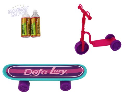 Zestaw Lalek Lucy Purpurowy Hulajnoga Deskorolka Kaski Zestaw Lalek Lucy Purpurowy Hulajnoga Deskorolka Kaski