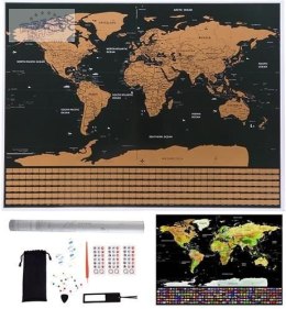 Mapa świata - zdrapka z flagami + akcesoria