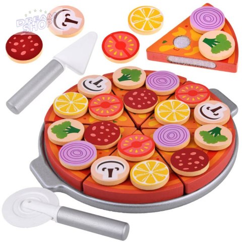 Zestaw DREWNIANA PIZZA do krojenia 16,5cm NA RZEP Dodatki 27ele ZA4689