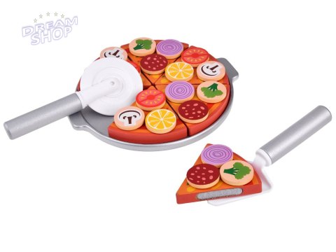 Zestaw DREWNIANA PIZZA do krojenia 16,5cm NA RZEP Dodatki 27ele ZA4689