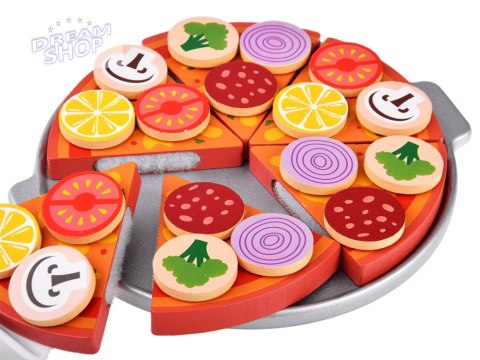 Zestaw DREWNIANA PIZZA do krojenia 16,5cm NA RZEP Dodatki 27ele ZA4689
