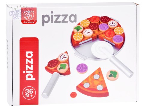Zestaw DREWNIANA PIZZA do krojenia 16,5cm NA RZEP Dodatki 27ele ZA4689