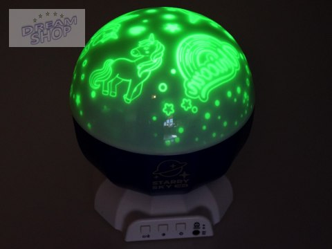 Lampka projektor RBG dinozaury jednorożce Halloween 3 wzory muzyka ZA4700 Lampka projektor RBG dinozaury jednorożce Halloween 3 wzory muzyka ZA4700