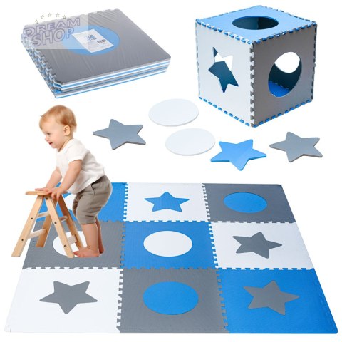 Puzzle piankowe mata dla dzieci 180x180cm 9 elementów szaro-niebieska Puzzle piankowe mata dla dzieci 180x180cm 9 elementów szaro-niebieska