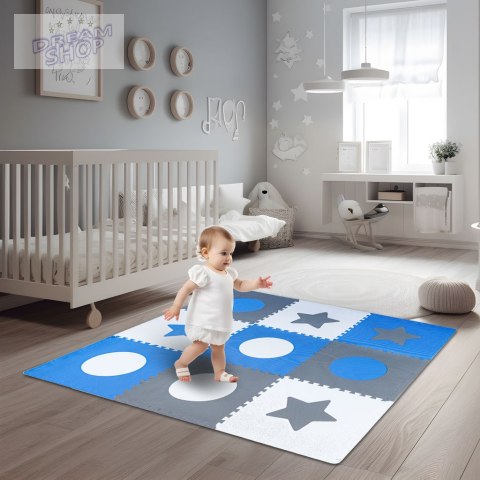 Puzzle piankowe mata dla dzieci 180x180cm 9 elementów szaro-niebieska Puzzle piankowe mata dla dzieci 180x180cm 9 elementów szaro-niebieska