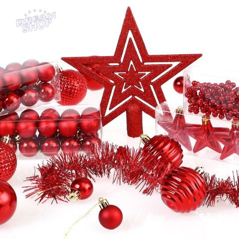Zestaw bombek choinkowych ESTRELLA CZERWONY 66 sztuk Zestaw bombek choinkowych ESTRELLA CZERWONY 66 sztuk