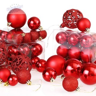 Zestaw bombek choinkowych REGALO CZERWONY 100 sztuk