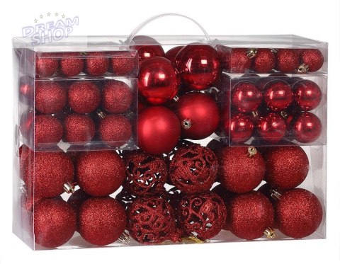 Zestaw bombek choinkowych REGALO CZERWONY 100 sztuk Zestaw bombek choinkowych REGALO CZERWONY 100 sztuk