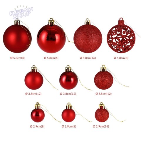 Zestaw bombek choinkowych REGALO CZERWONY 100 sztuk Zestaw bombek choinkowych REGALO CZERWONY 100 sztuk