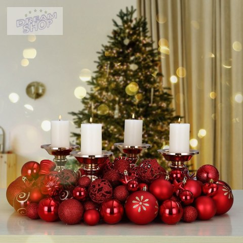 Zestaw bombek choinkowych REGALO CZERWONY 100 sztuk Zestaw bombek choinkowych REGALO CZERWONY 100 sztuk