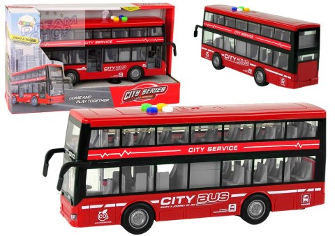 Autobus Piętrowy Na Baterie Światła Dźwięki Napęd Frykcyjny Czerwony 1:16