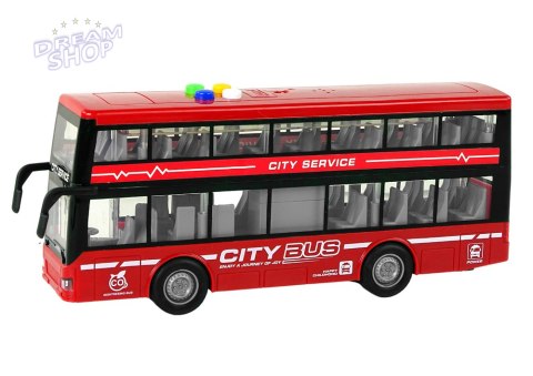 Autobus Piętrowy Na Baterie Światła Dźwięki Napęd Frykcyjny Czerwony 1:16