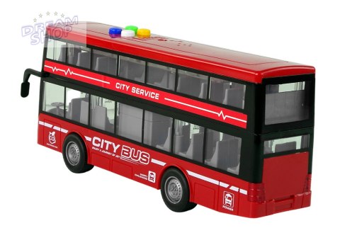 Autobus Piętrowy Na Baterie Światła Dźwięki Napęd Frykcyjny Czerwony 1:16