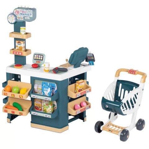 SMOBY Sklep Supermarket z Wózkiem Elektroniczną Kasą ze Skanerem SMOBY Sklep Supermarket z Wózkiem Elektroniczną Kasą ze Skanerem