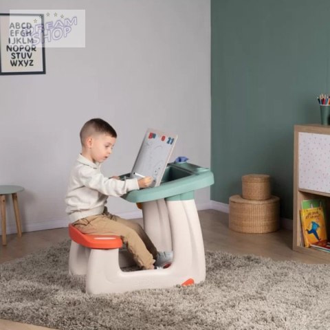 Smoby Dwustronne Biurko Ławka Tablica 2w1 + 80 akcesoriów Smoby Dwustronne Biurko Ławka Tablica 2w1 + 80 akcesoriów