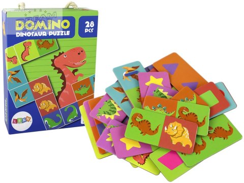 Gra Logiczna Puzzle Dwustronne Domino Dinozaury 10cm x 5cm 28 El. Gra Logiczna Puzzle Dwustronne Domino Dinozaury 10cm x 5cm 28 El.